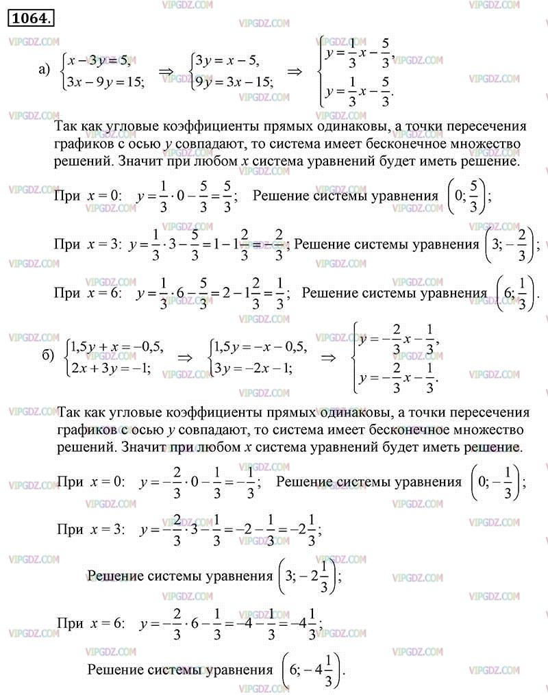 Три решения уравнения x y 0. Алгебра 7 класс номер 1064.