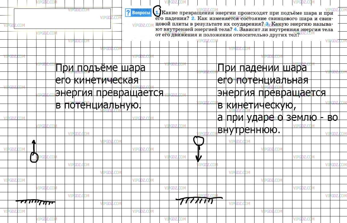 Внутренняя энергия шара. Какие превращения энергии происходят. Какие превращения энергии происходят при падении. Какие превращения энергии происходят при подъеме шара и его падении. Превращение энергии при падении свинцового шарика.